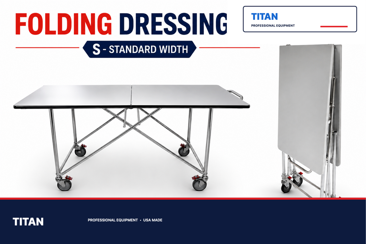 TITAN Single Folding Mortuary Dressing Table — professional mortuary equipment by TITAN