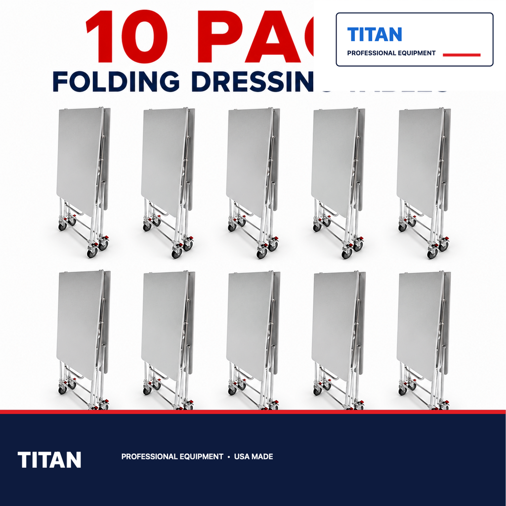 TITAN 10-Pack Folding Mortuary Dressing Tables — professional mortuary equipment by TITAN