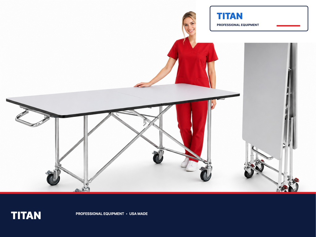 TITAN Extra Wide Folding Mortuary Dressing Table — professional mortuary equipment by TITAN