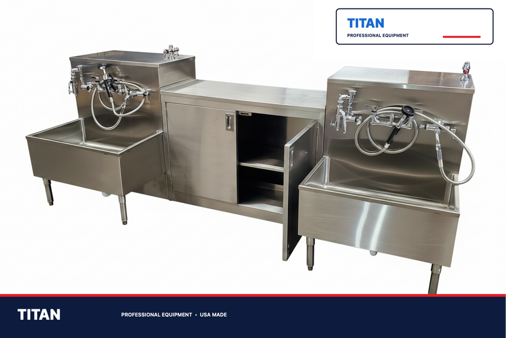 TITAN Embalming Station & Casework Combo — professional mortuary equipment by TITAN