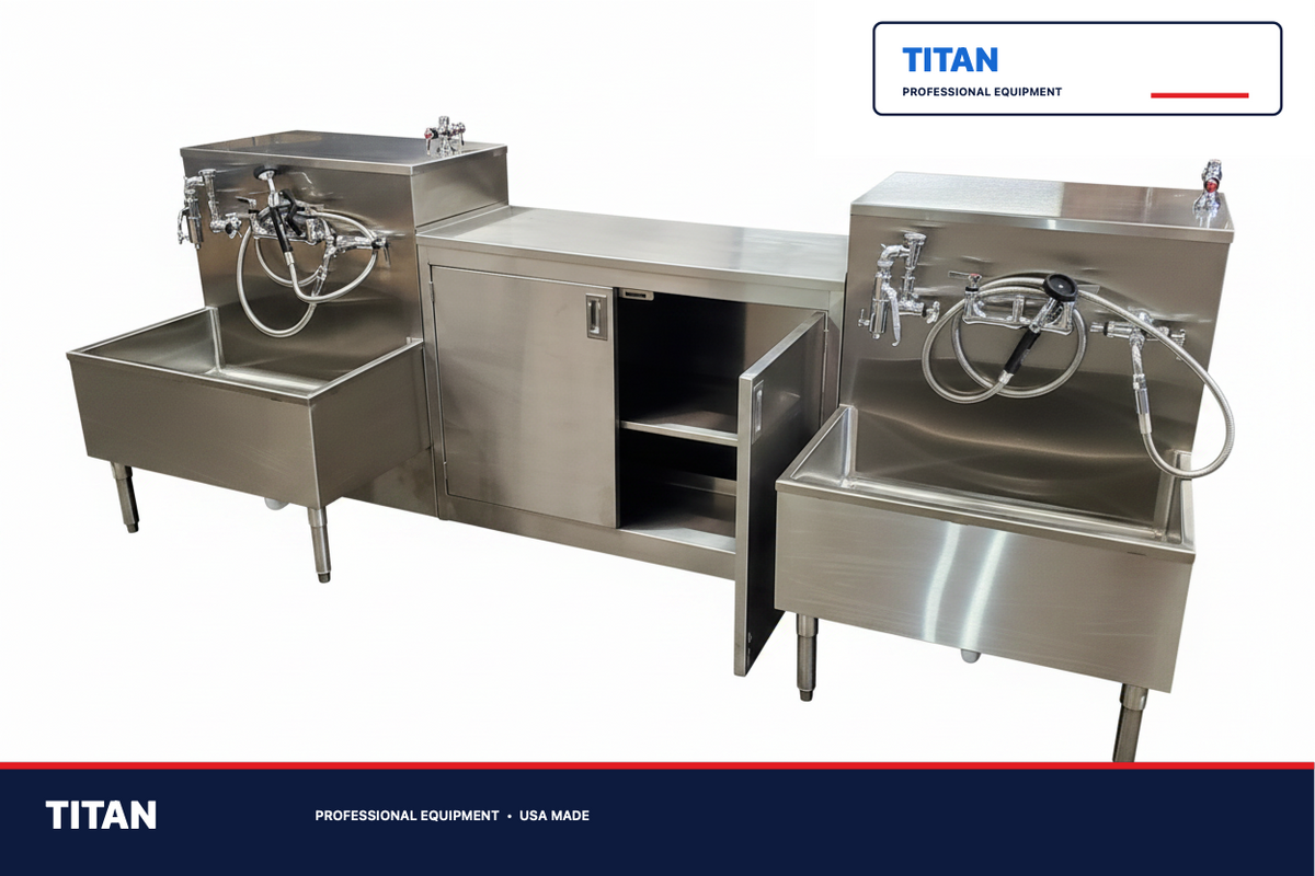 TITAN Embalming Station & Casework Combo — professional mortuary equipment by TITAN