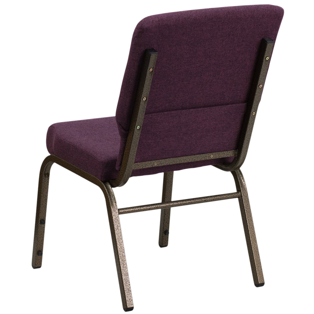 A purple TITAN church chair with a gold vein metal frame.