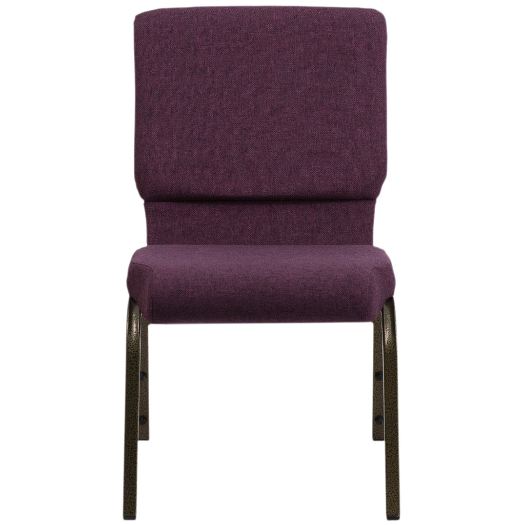A purple TITAN church chair with a gold vein metal frame.