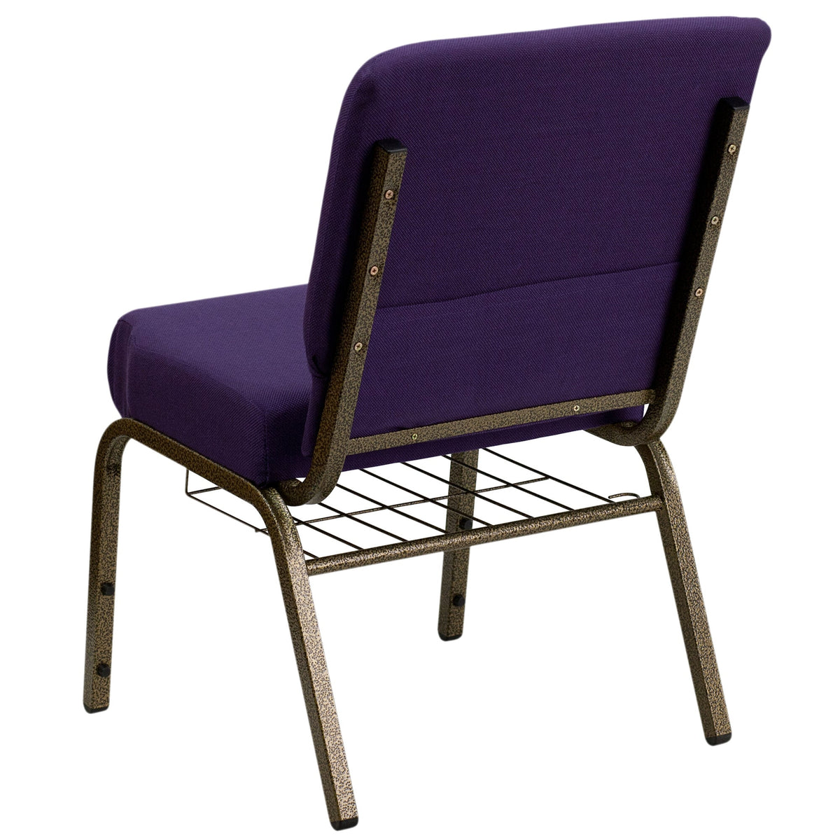 A Royal Purple TITAN church chair with a metal frame.