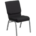 A TITAN black patterned church chair with silver legs.