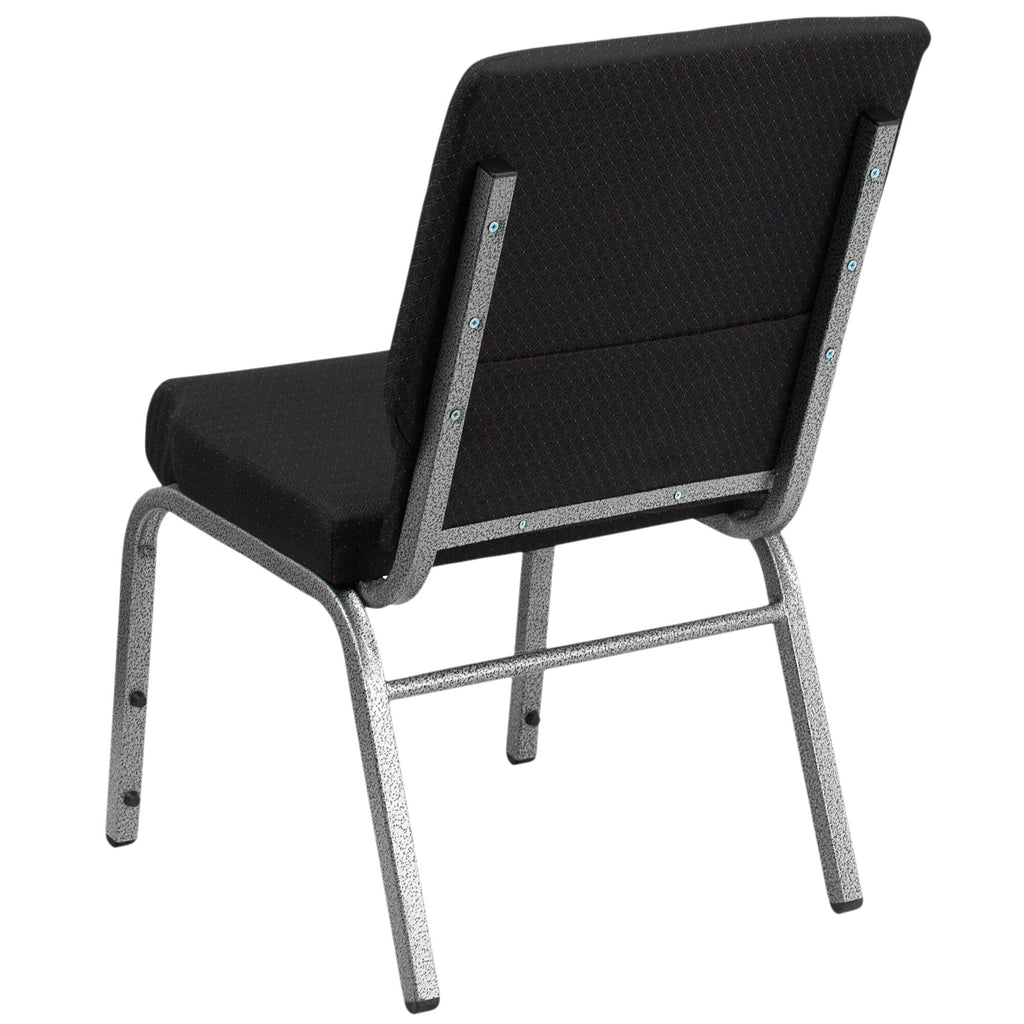 A TITAN black patterned church chair with silver vein legs.