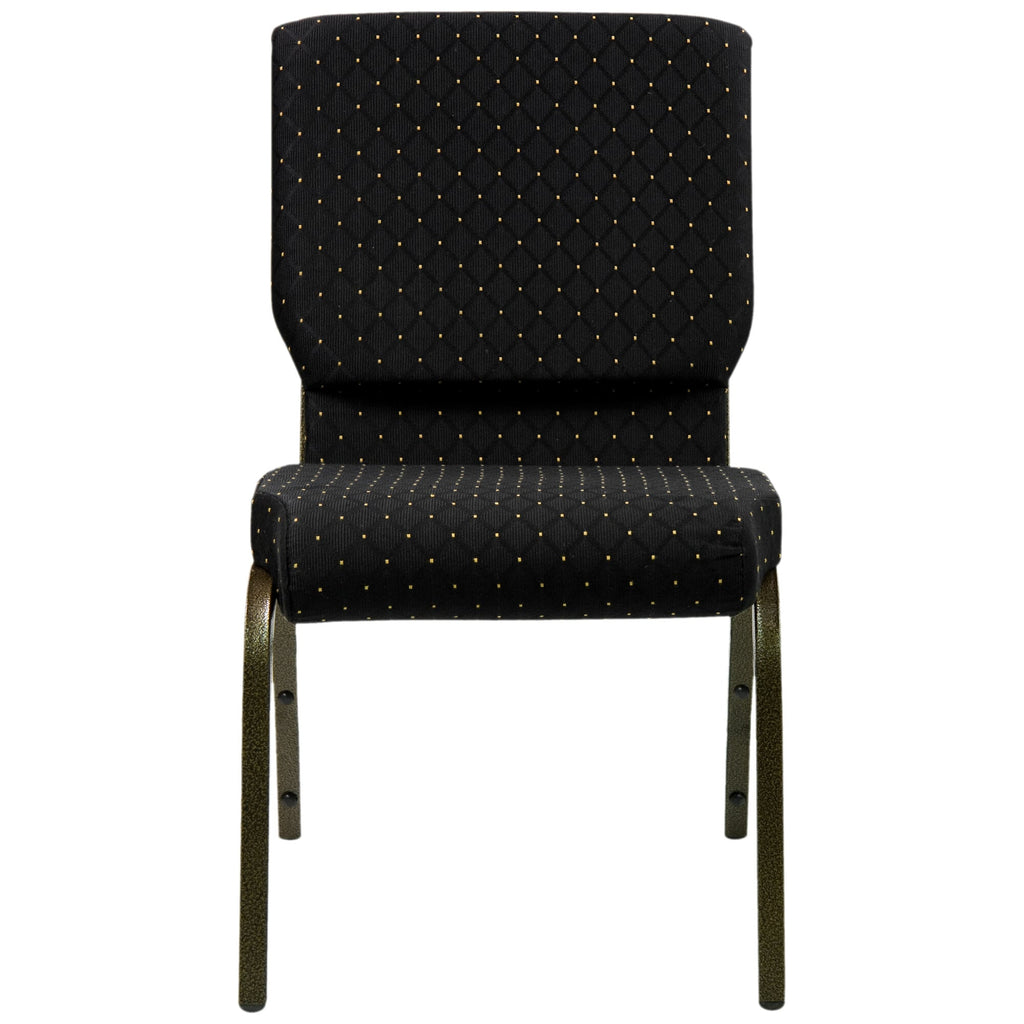 A black TITAN church chair with a dot pattern and gold legs.