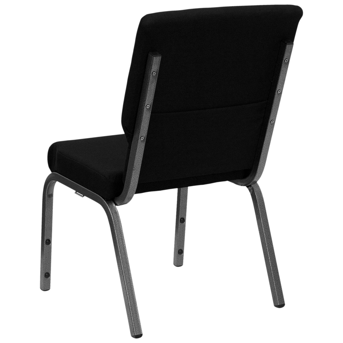 A TITAN black church chair with a silver metal frame.