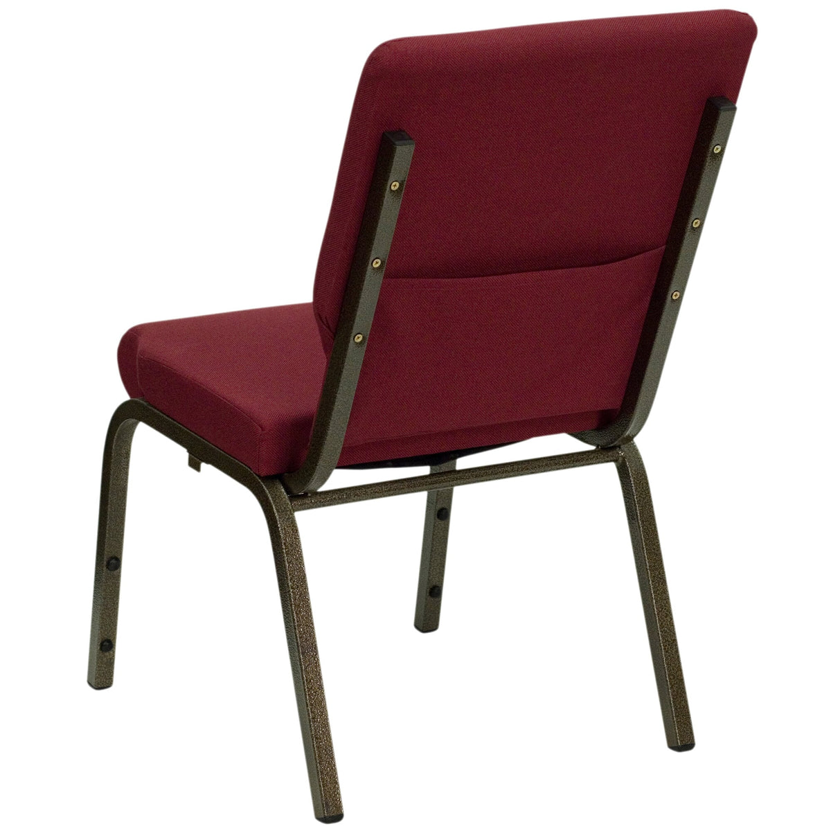 A burgundy TITAN church chair with a gold vein metal frame.