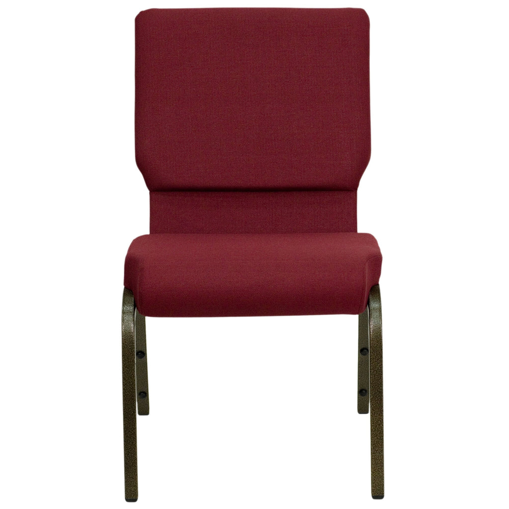 A burgundy TITAN church chair with a metal frame.
