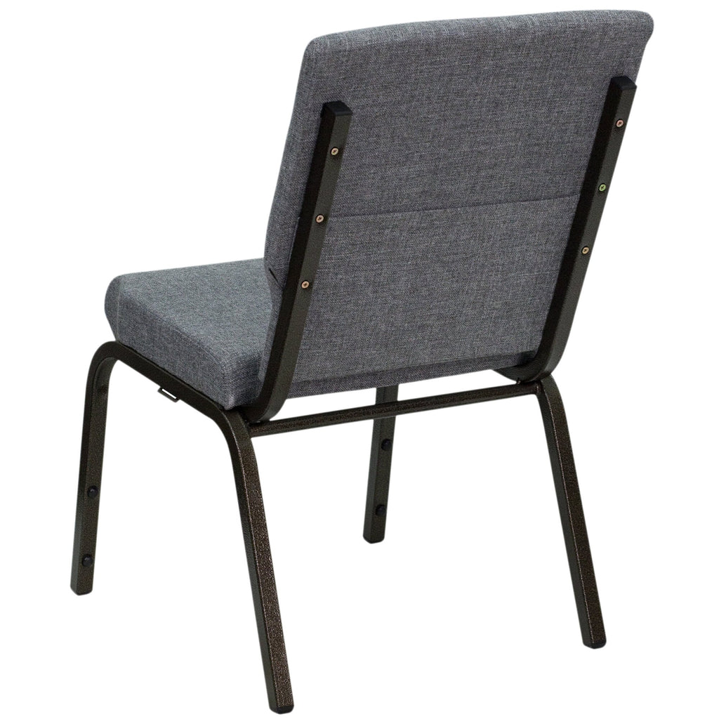 A gray TITAN church chair with black metal legs.
