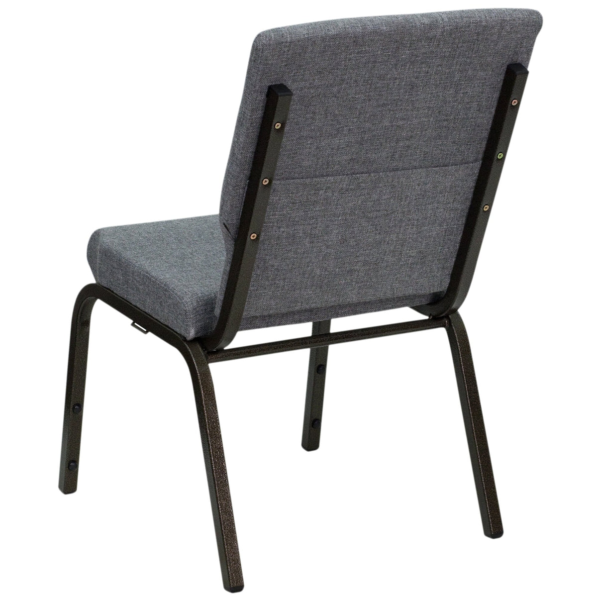 A gray TITAN church chair with black metal legs.