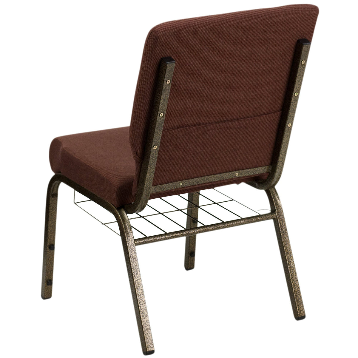 A brown TITAN church chair with a metal frame.