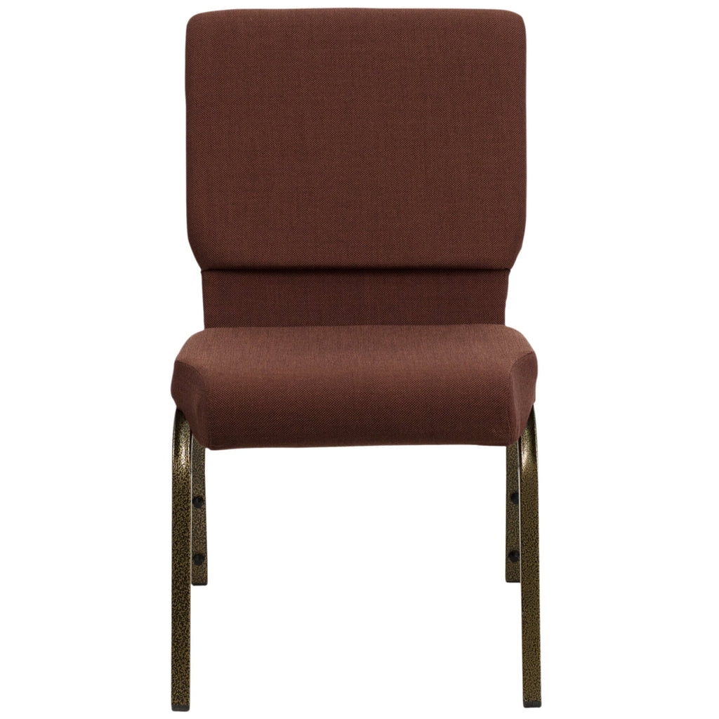 A brown TITAN church chair with a gold vein metal frame.
