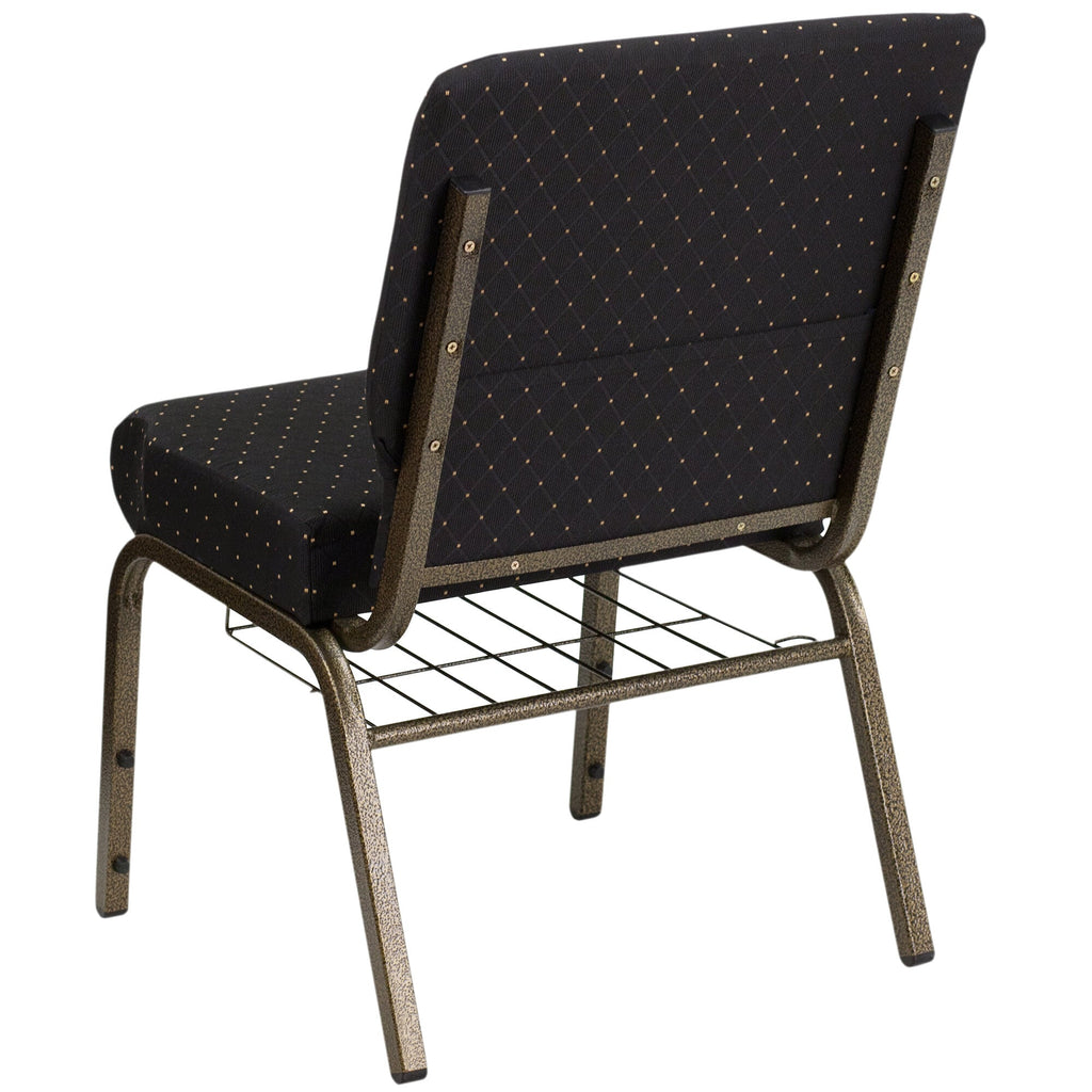 a black chair with gold dots