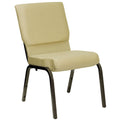 A beige TITAN church chair with a gold vein metal frame.