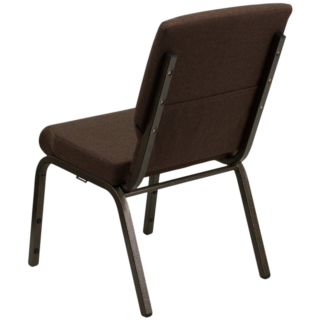 A brown TITAN church chair with a gold vein metal frame.