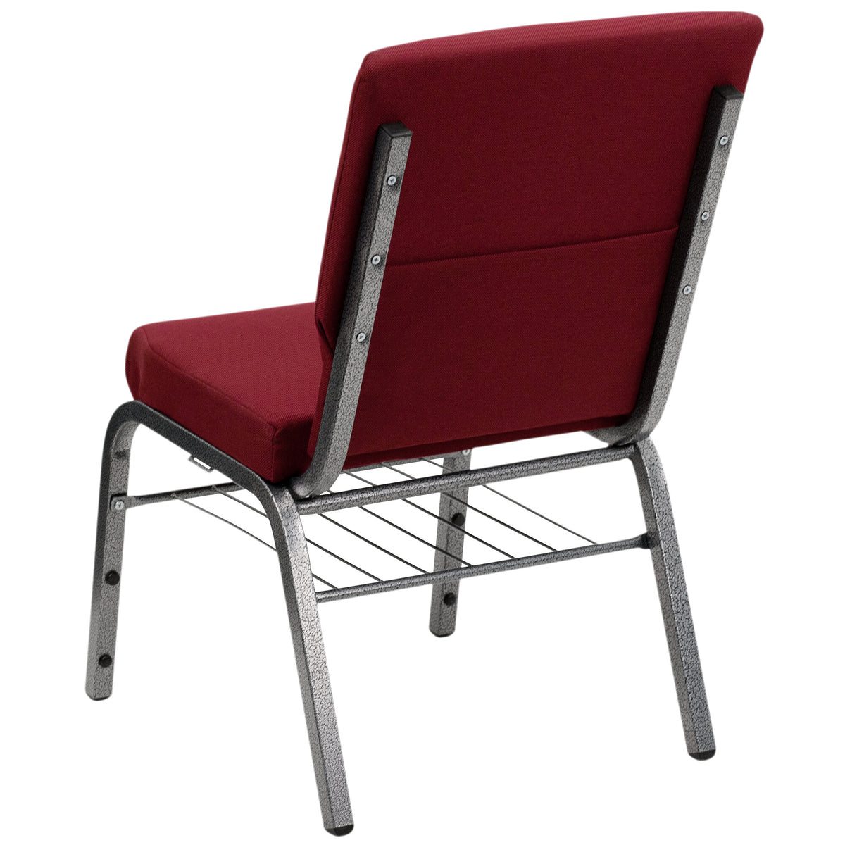 A burgundy TITAN church chair with metal legs.