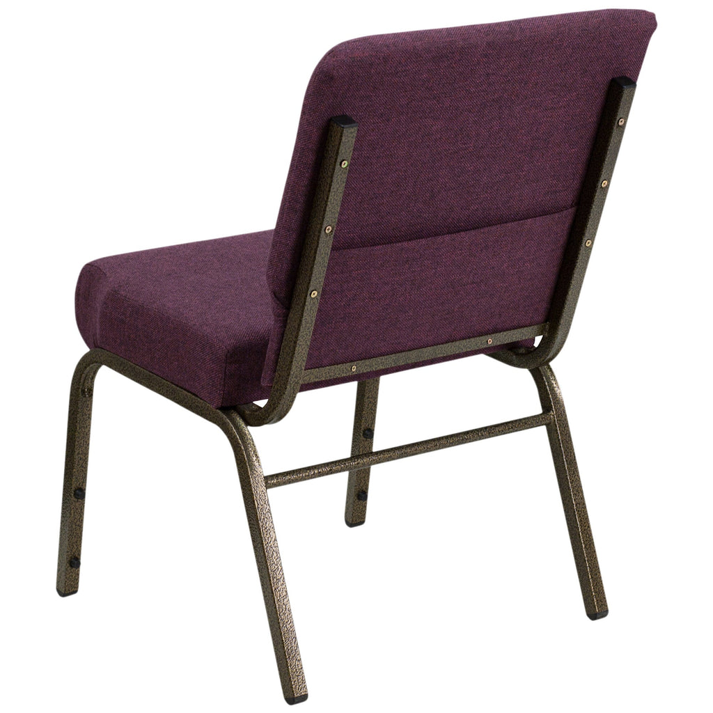A purple TITAN church chair with a gold vein metal frame.