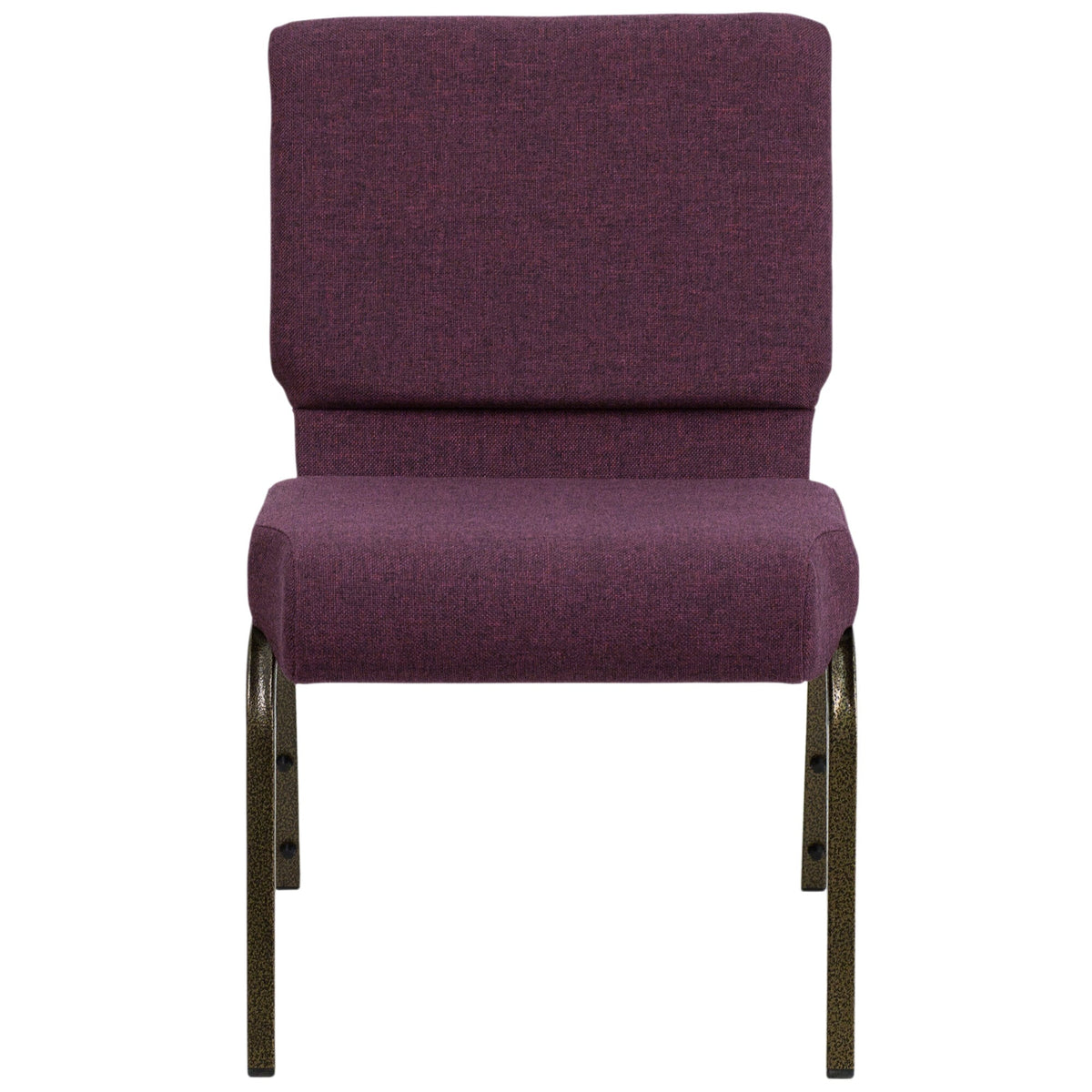 A TITAN plum church chair with a gold vein metal frame.