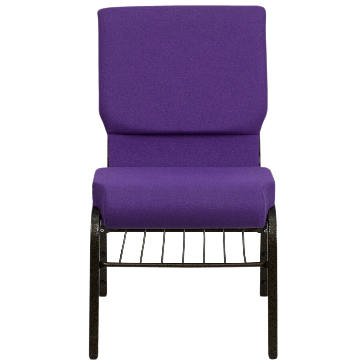 A purple TITAN church chair with metal legs.
