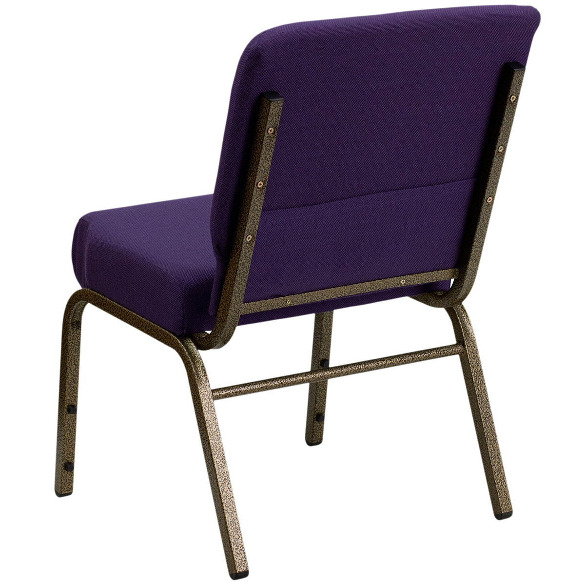 A Royal Purple TITAN church chair with gold metal legs.