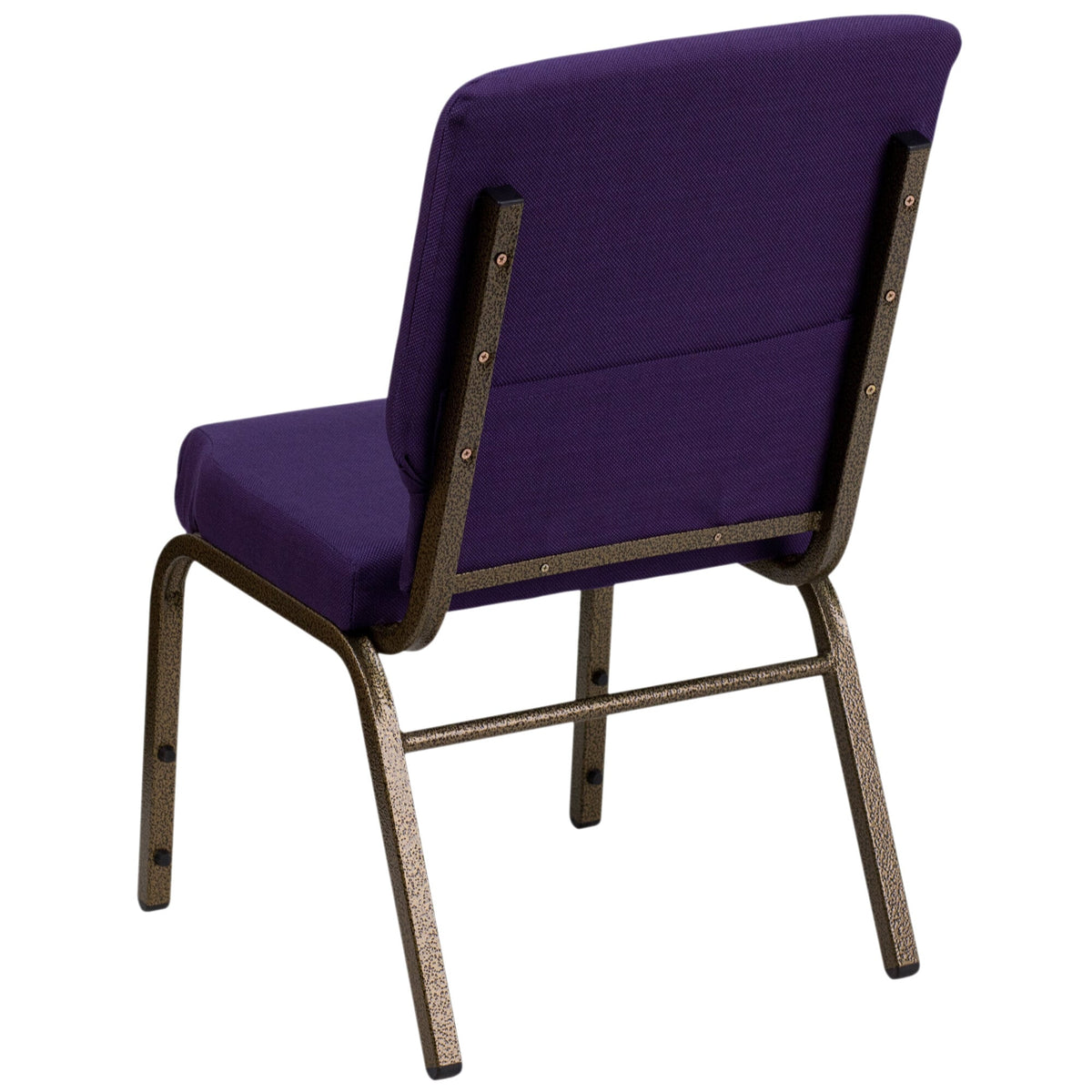 A Royal Purple TITAN church chair with gold metal legs.