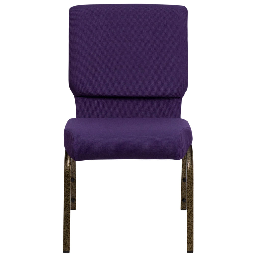 A Royal Purple TITAN church chair with a gold vein metal frame.