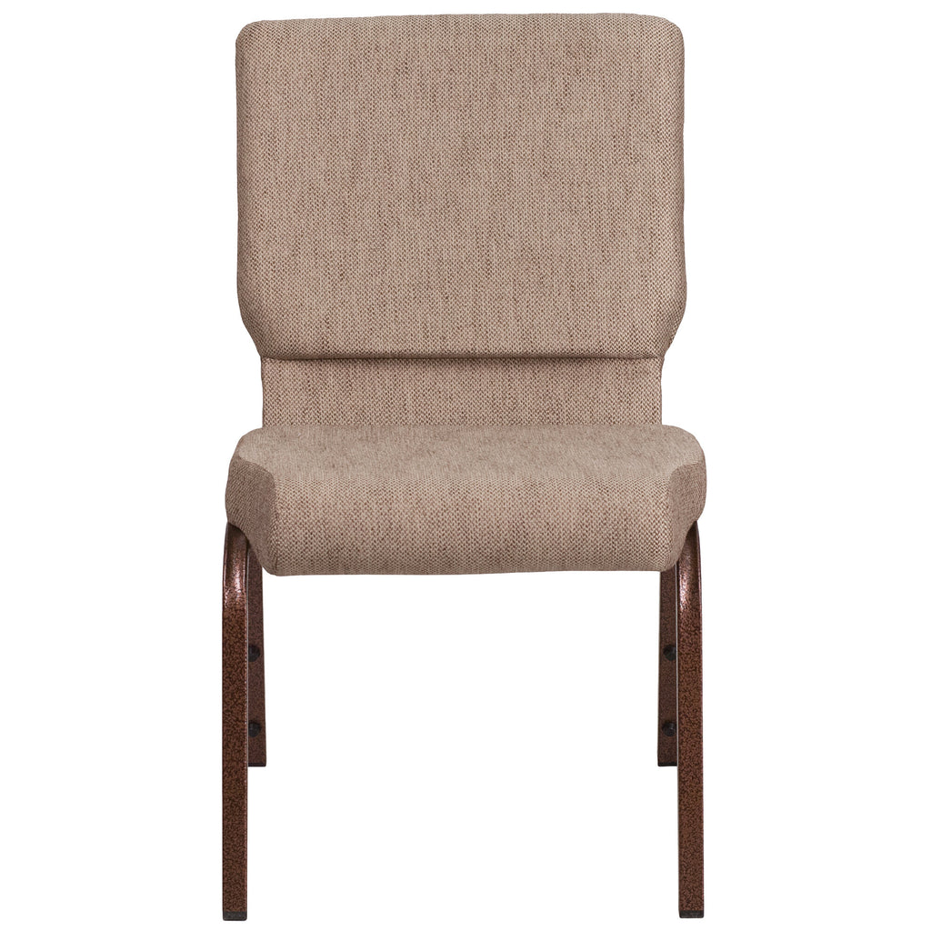 A beige TITAN church chair with metal legs.