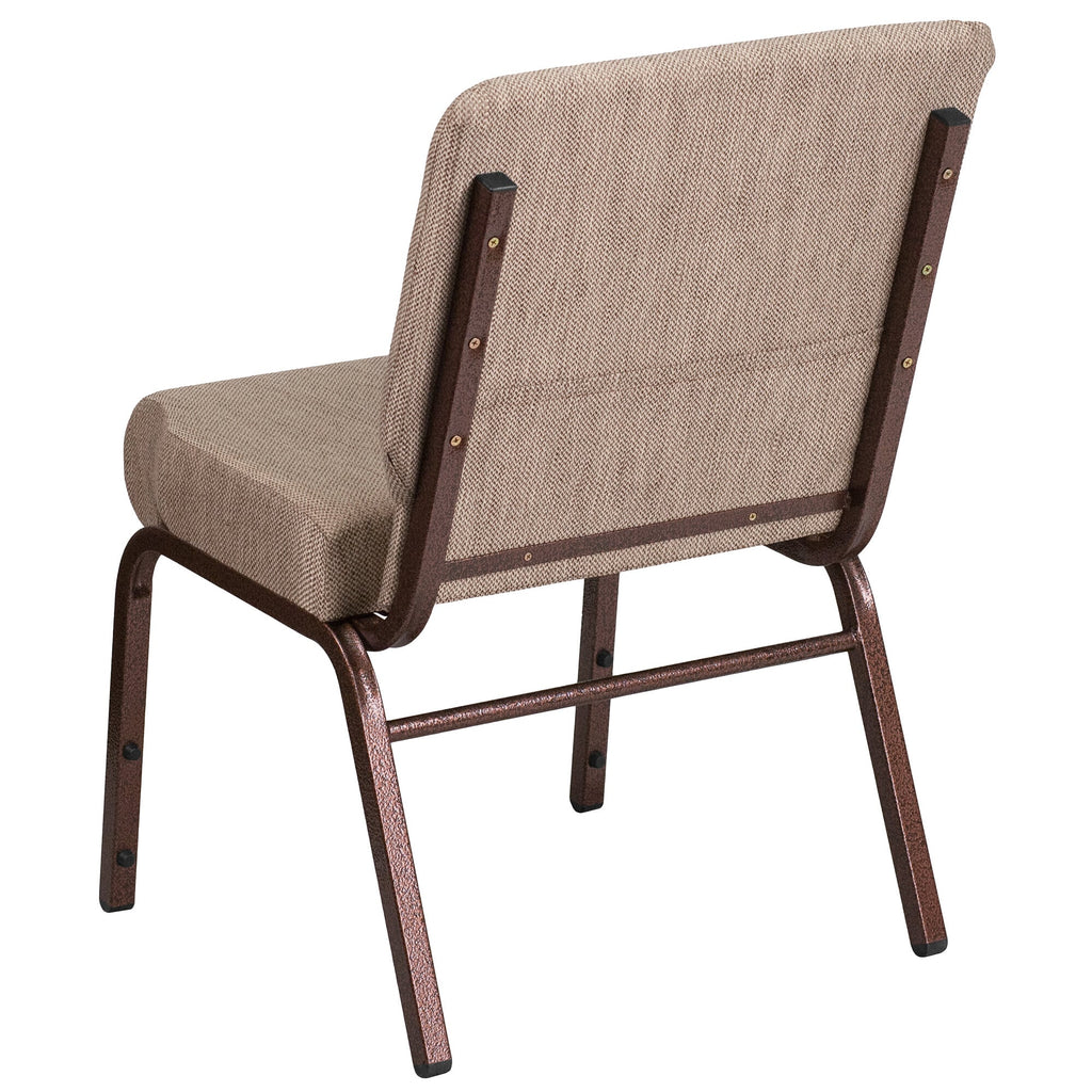 A beige TITAN church chair with a copper vein metal frame.