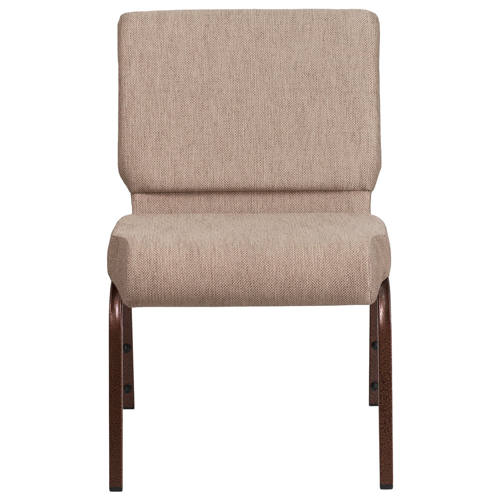 A beige TITAN church chair with copper vein metal legs.