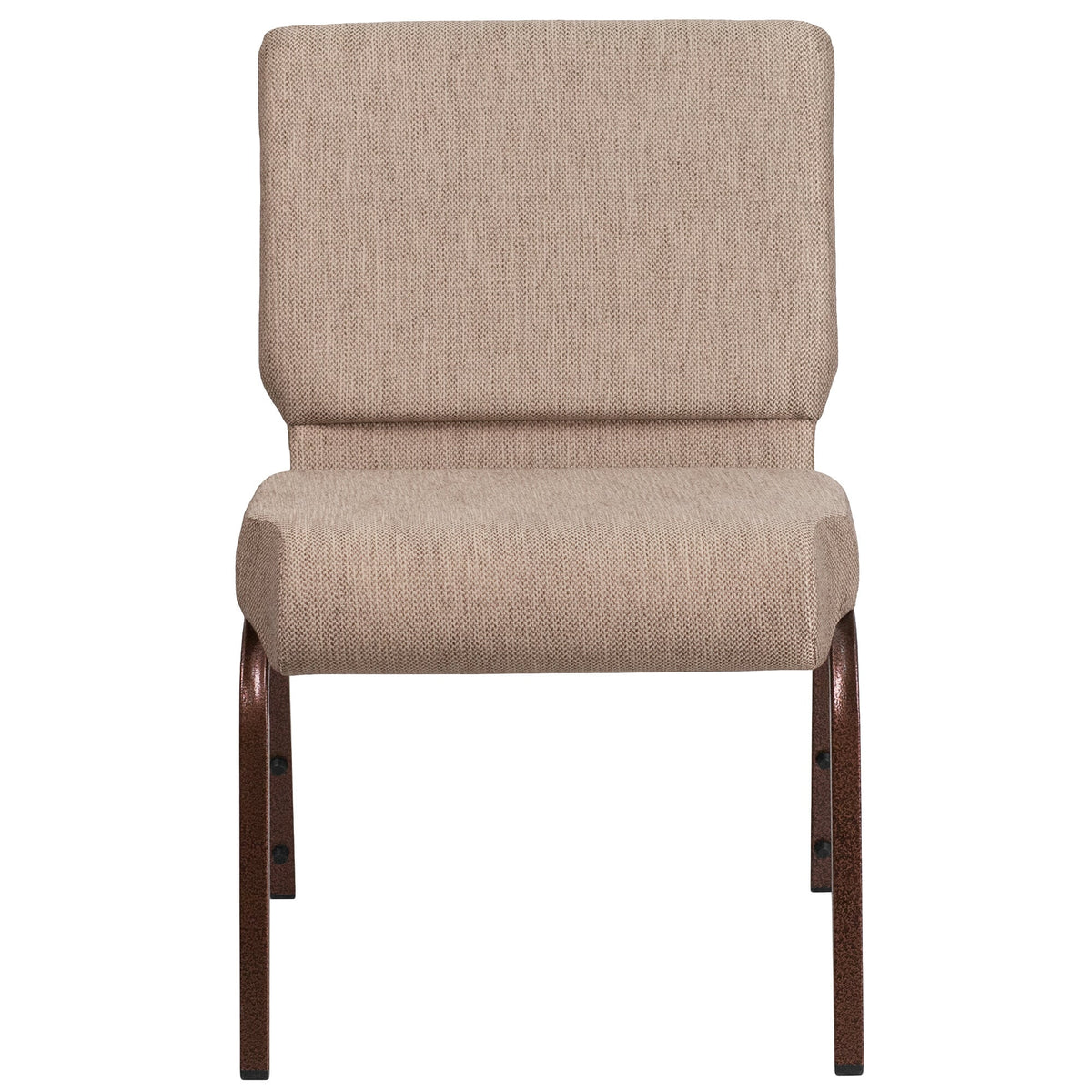 A beige TITAN church chair with copper vein metal legs.