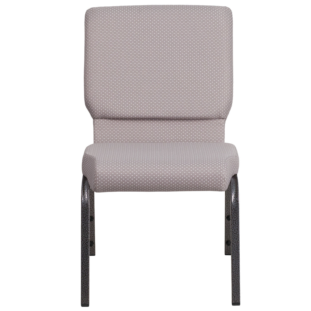 A TITAN gray church chair with a silver metal frame.
