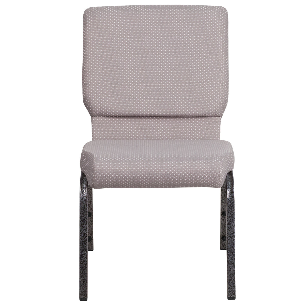 A TITAN gray church chair with a silver metal frame.