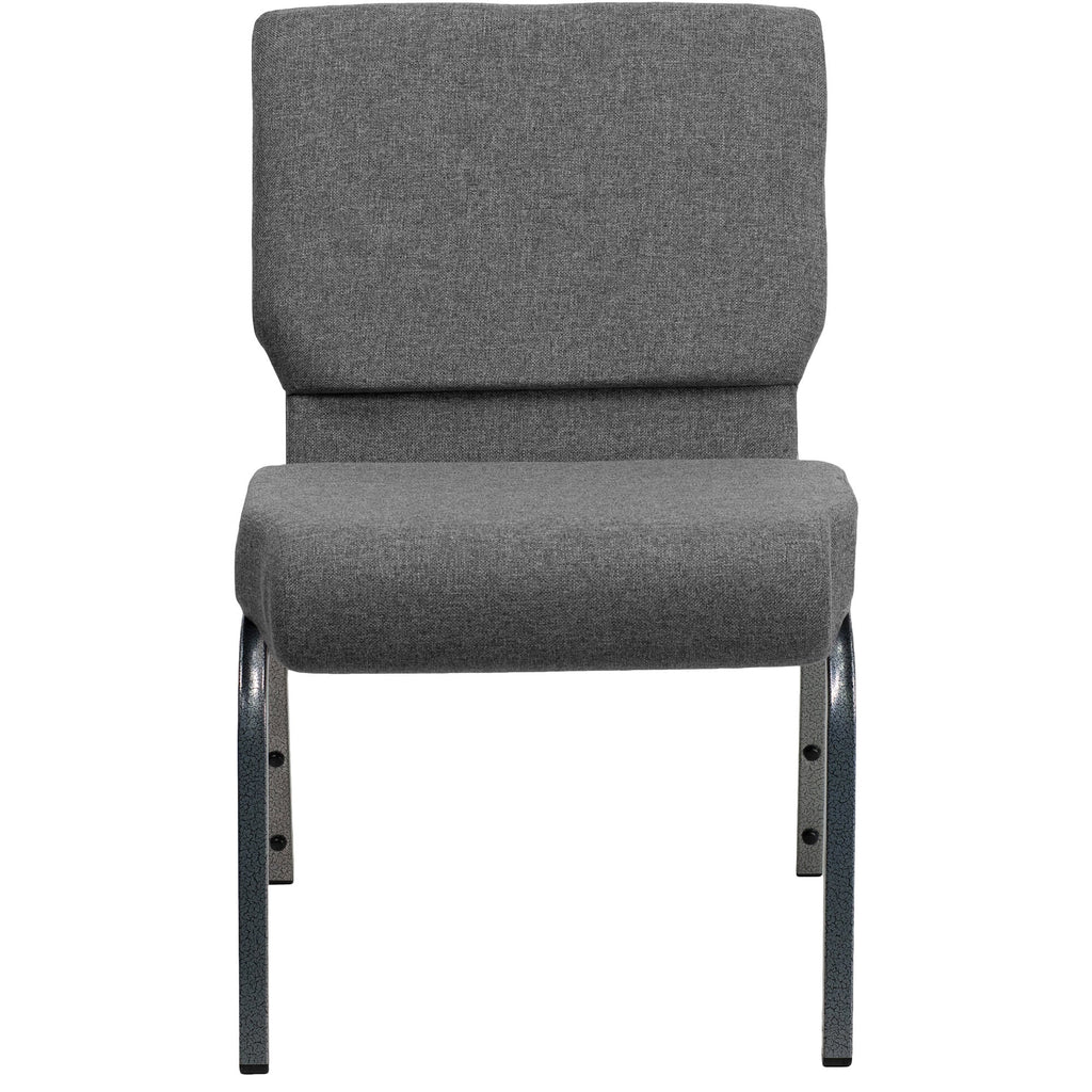 A TITAN gray church chair with metal legs.