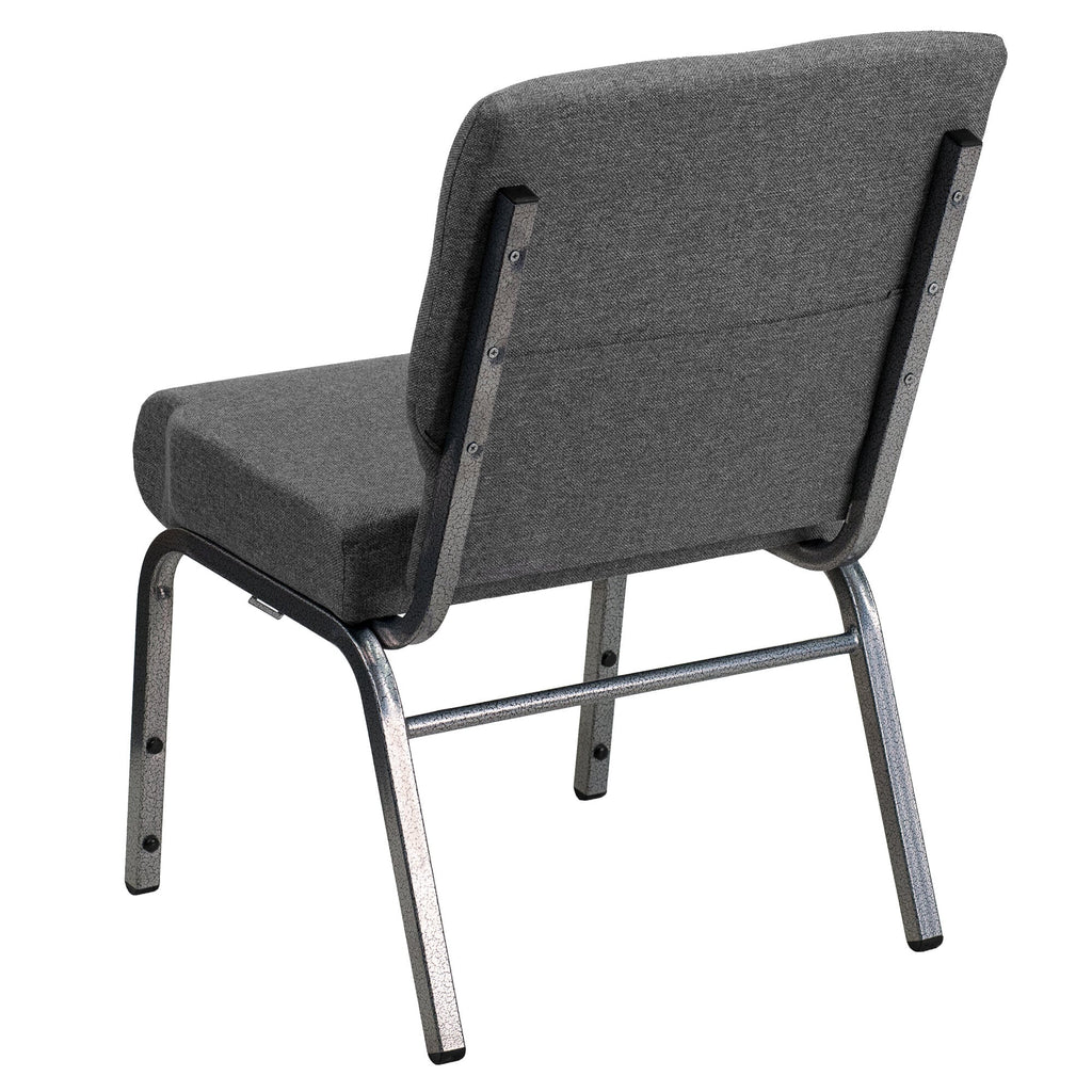 A TITAN gray church chair with a silver metal frame.
