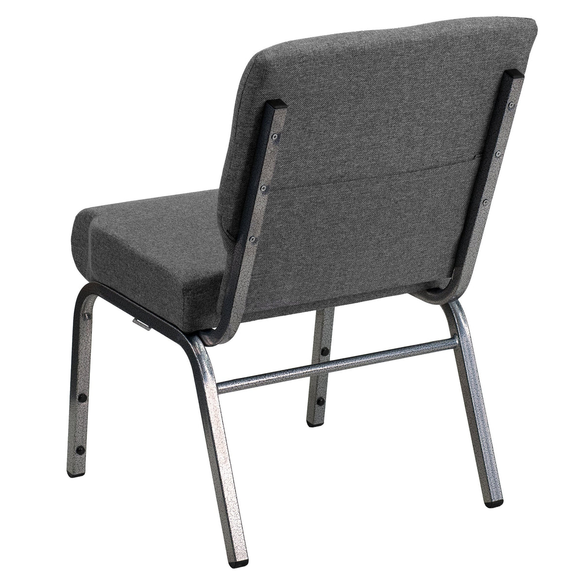 A TITAN gray church chair with a silver metal frame.