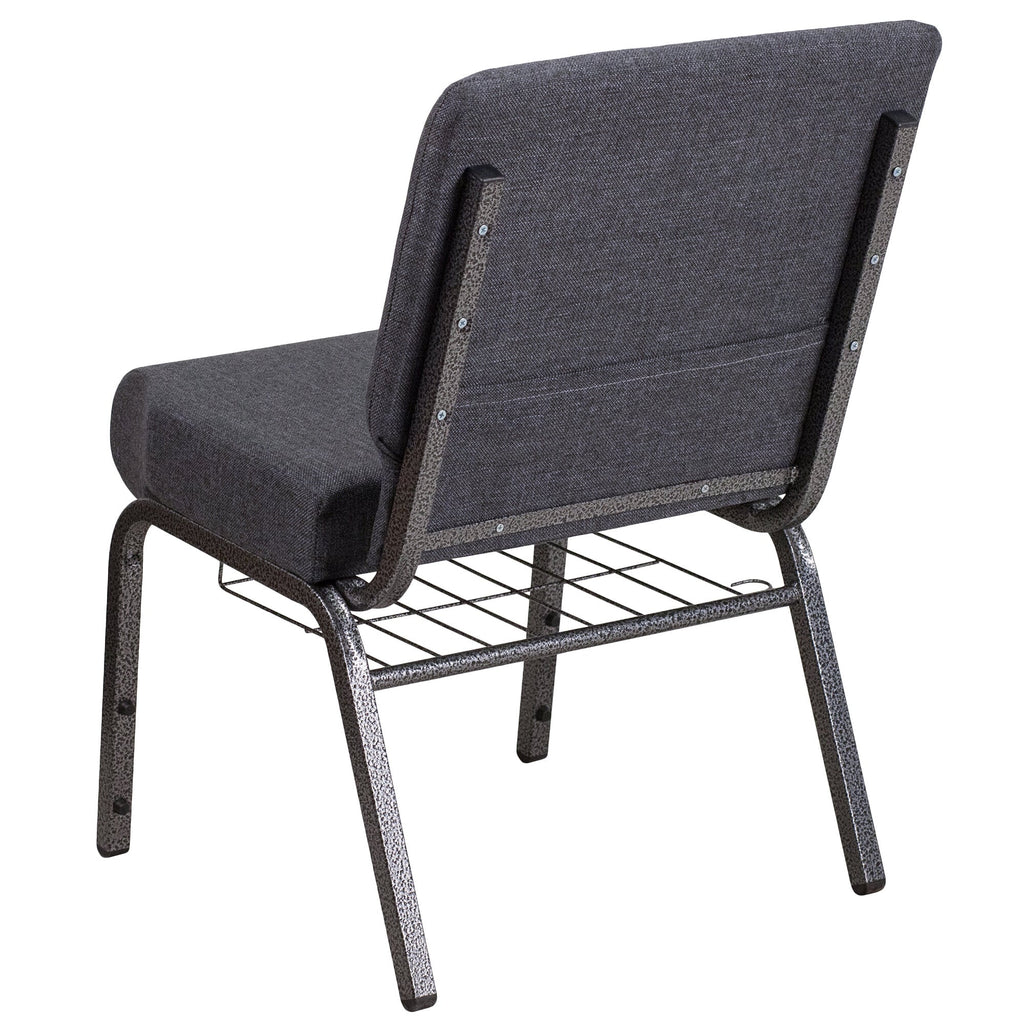 A TITAN dark gray church chair with a silver vein metal frame.