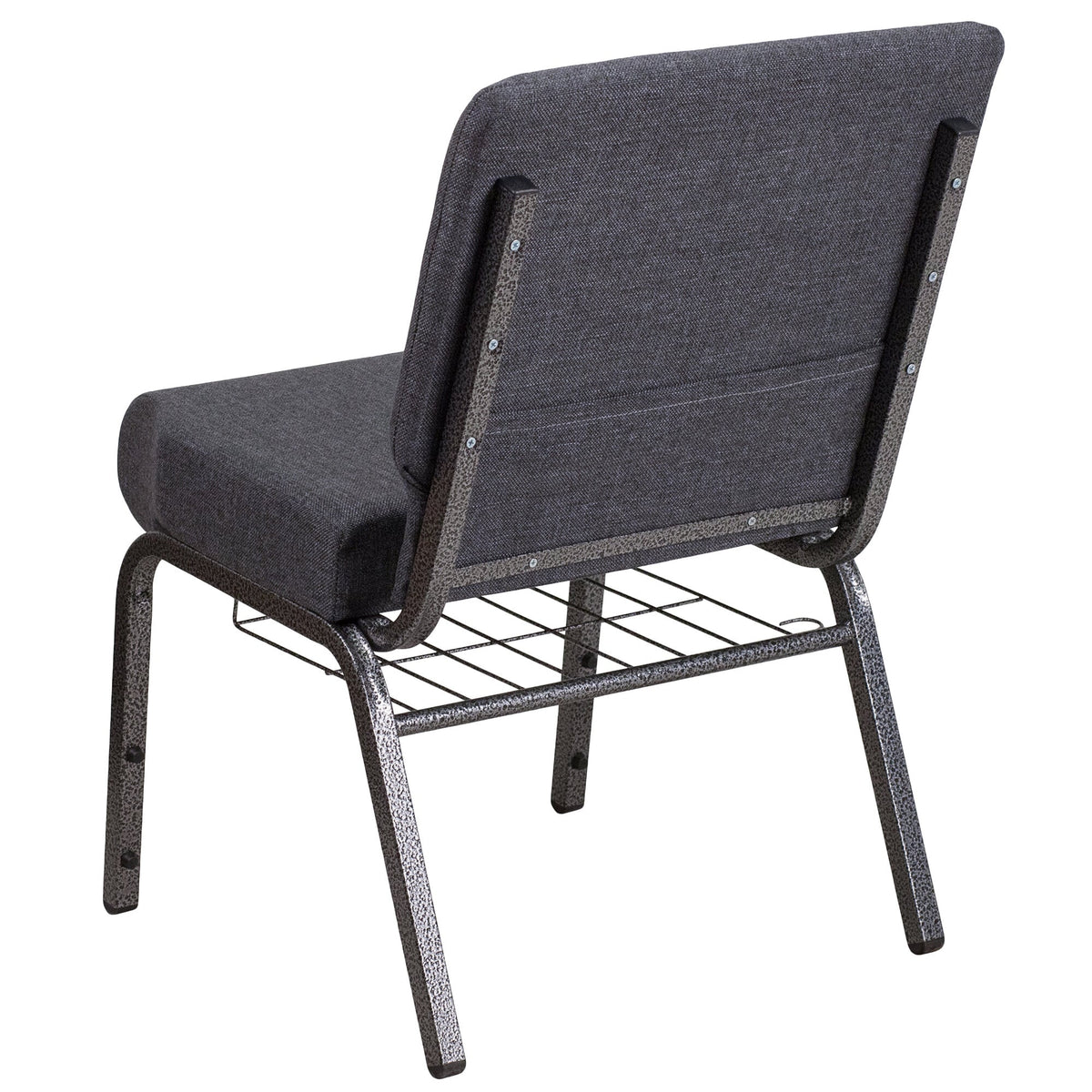 A TITAN dark gray church chair with a silver vein metal frame.
