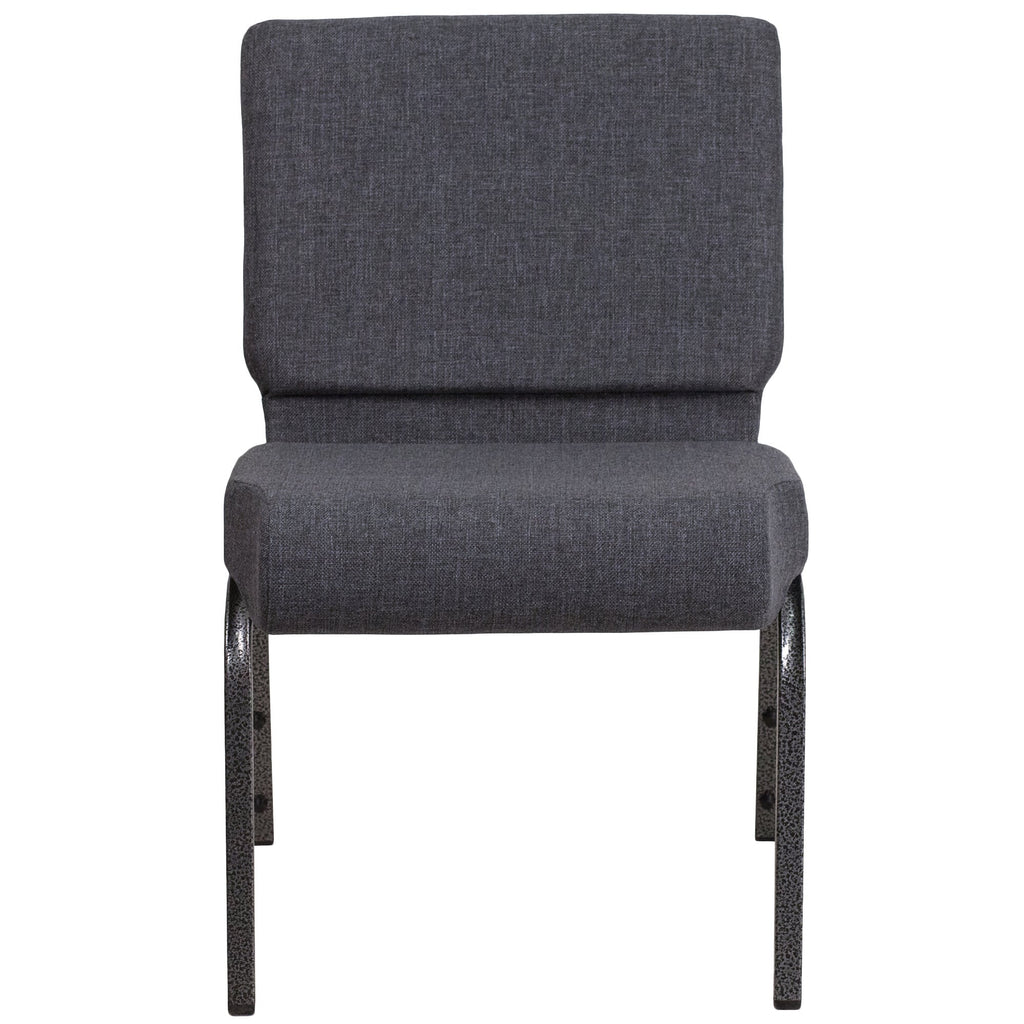 A TITAN dark gray church chair with a silver vein metal frame.