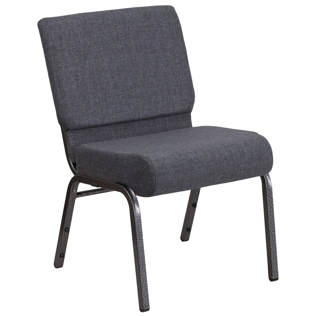 A TITAN dark gray church chair with a silver metal frame.