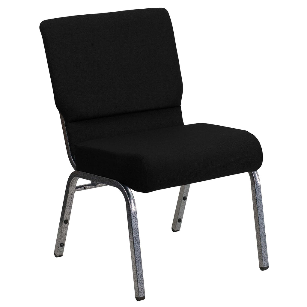 A TITAN black church chair with silver vein legs.