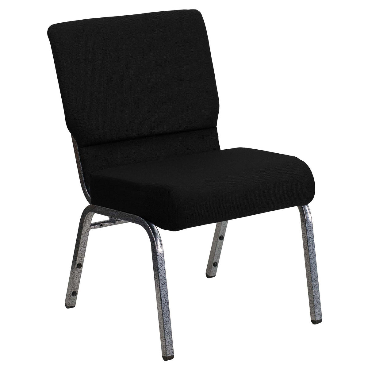 A TITAN black church chair with silver vein legs.