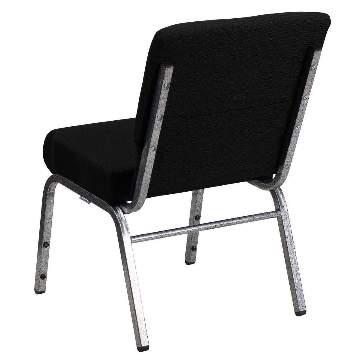 A black TITAN church chair with silver metal legs.