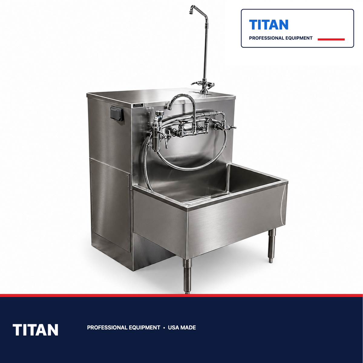 TITAN Stainless Embalming Sink Station – Model 1036-ES — professional mortuary equipment by TITAN