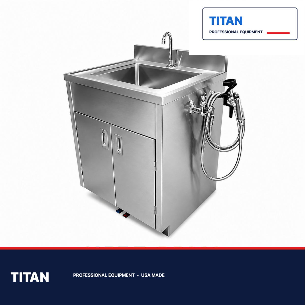 TITAN Morgue Foot Pedal Sink Station – Model 1036-00FPS — professional mortuary equipment by TITAN