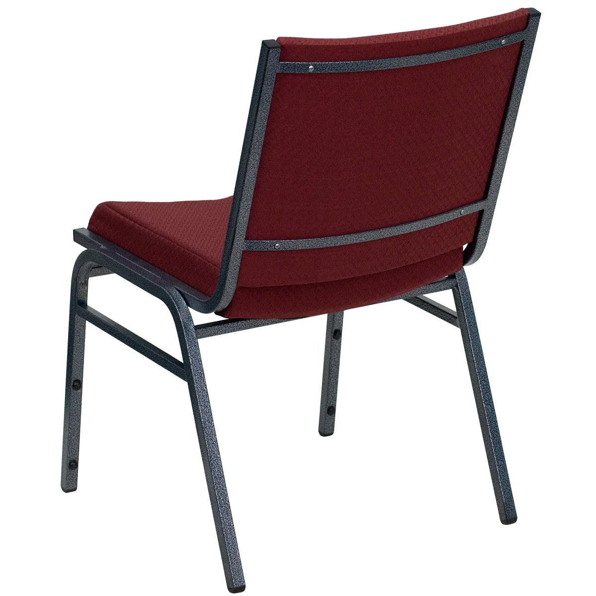 a red chair with metal legs