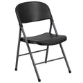 A TITAN black plastic folding chair with charcoal metal legs.