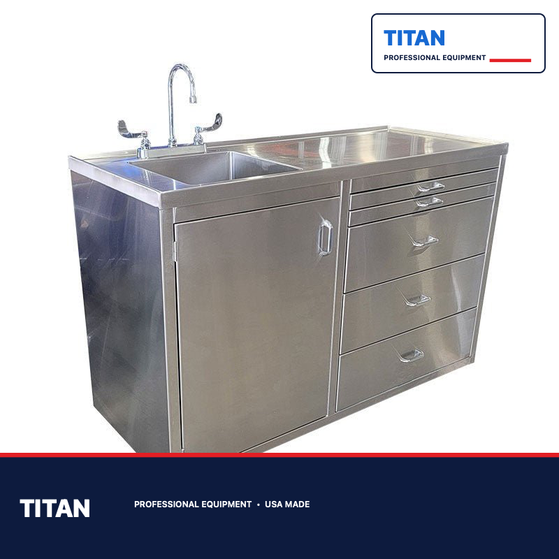 TITAN Stainless Veterinary Exam & Operating Table with Sink – 1400-VES — professional mortuary equipment by TITAN