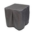 Square portable memorial display table in Beckington Granite, with a fitted fabric cover and skirt extending around all sides.